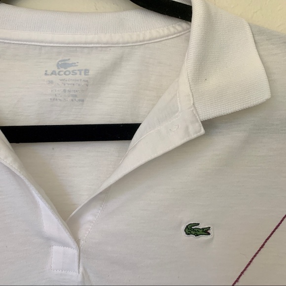 Lacoste argyle polo pullover shirt white top - Picture 5 of 9